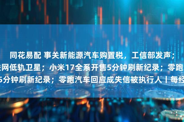 同花易配 事关新能源汽车购置税，工信部发声；我国成功发射卫星互联网低轨卫星；小米17全系开售5分钟刷新纪录；零跑汽车回应成失信被执行人丨每经早参